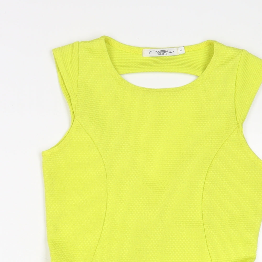 New Look Womens Green Polyester A-Line Size 8 Crew Neck Pullover