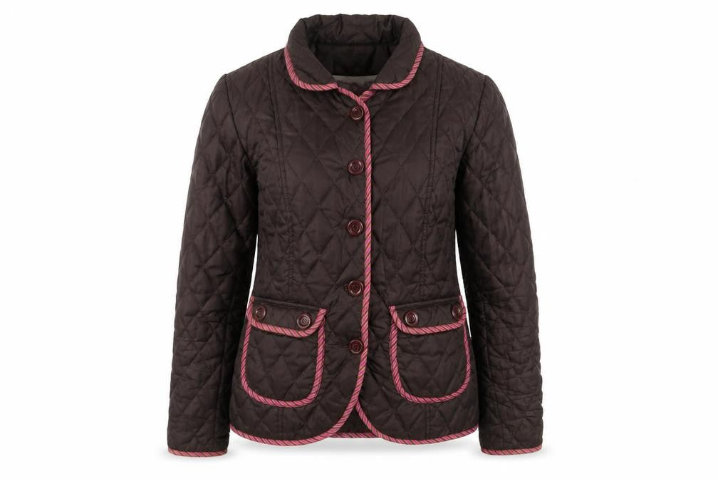 Knots Womens Brown Quilted Jacket Size 14 Button
