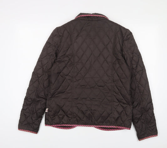 Knots Womens Brown Quilted Jacket Size 14 Button
