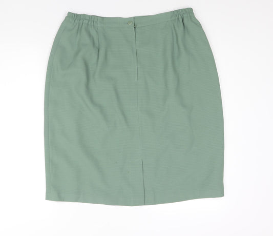 Fashion Extra Womens Green Polyester Straight & Pencil Skirt Size 34 in Zip