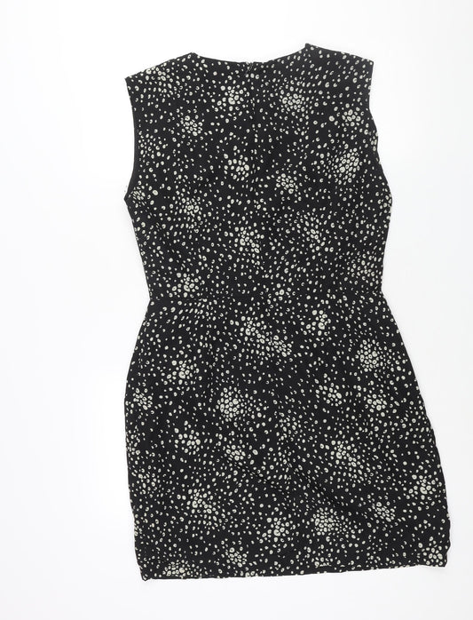 Grace & Mila Womens Black Geometric Polyester Shift Size L Round Neck Zip