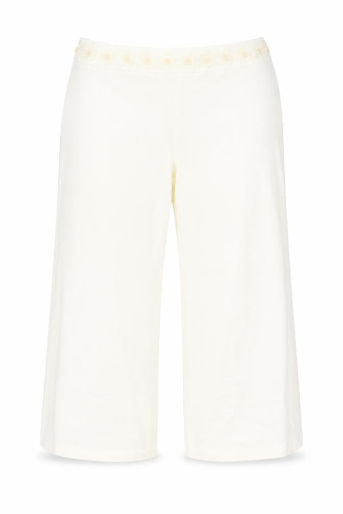 Berkertex Womens Ivory Polyester Trousers Size 22 L29 in Regular Zip - Floral Applique Detail