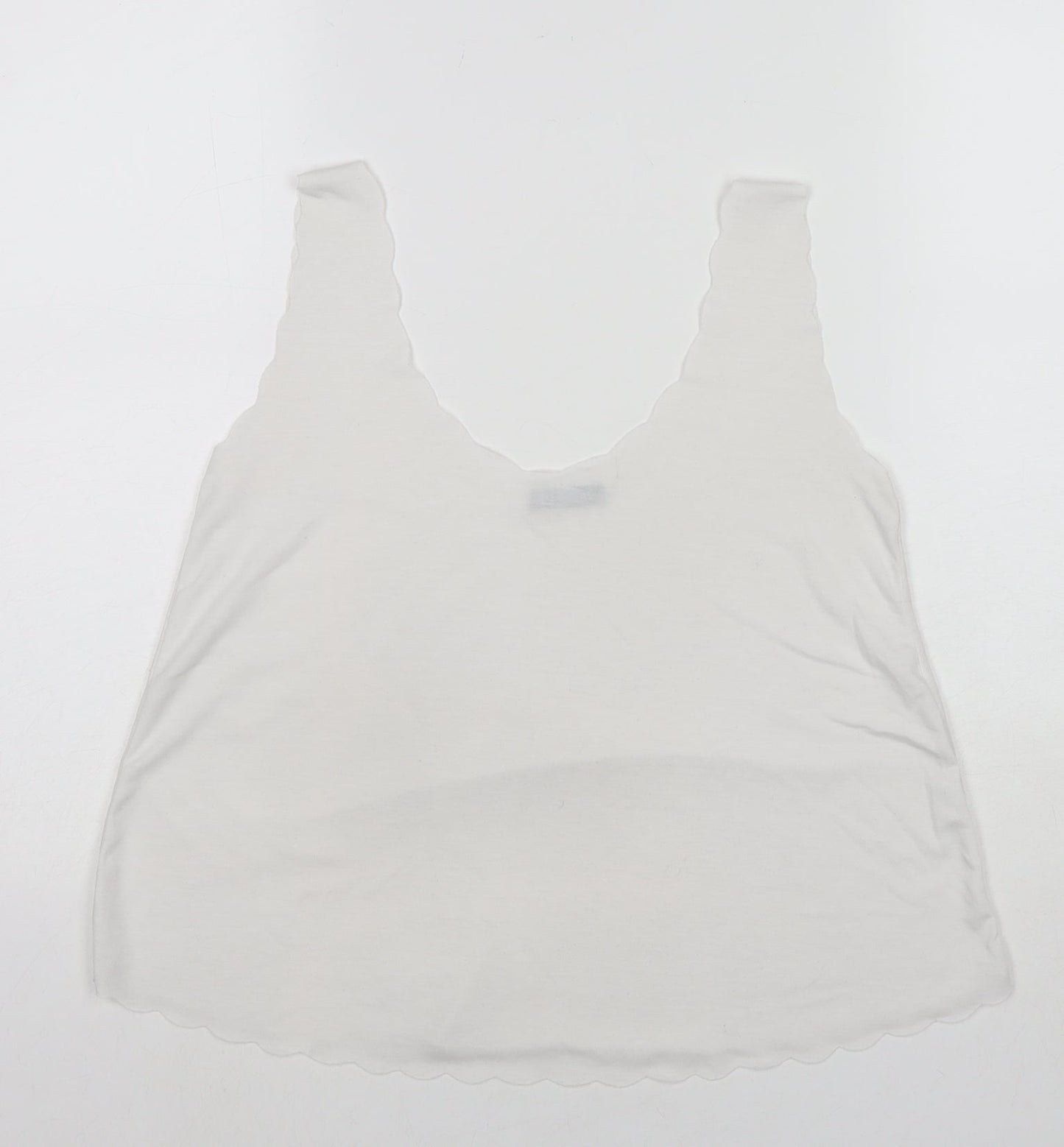 Boohoo Womens White Viscose Basic Tank Size M Scoop Neck