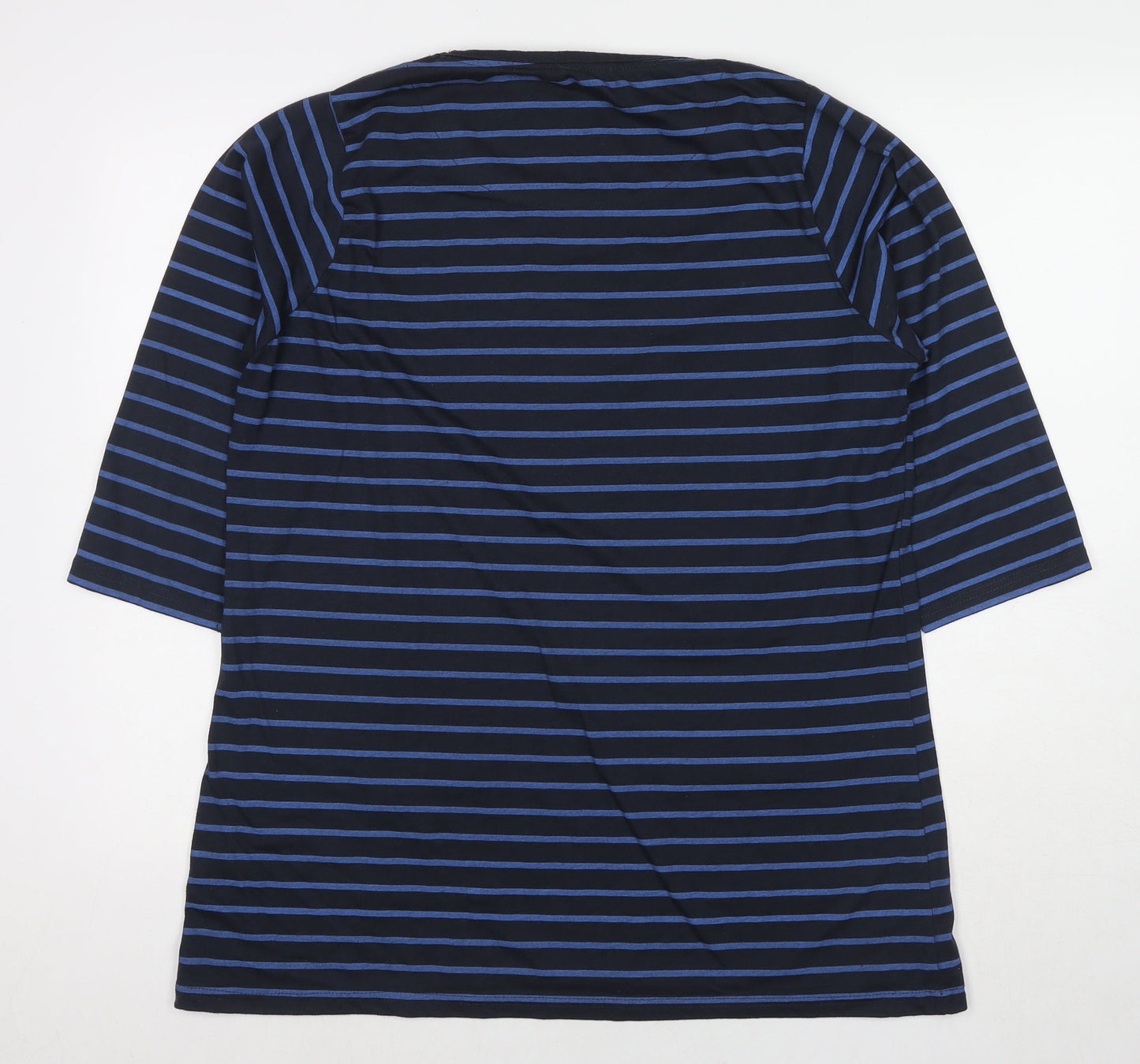 Pebble Bay Womens Blue Striped Polyester Tunic T-Shirt Size 16 Round Neck
