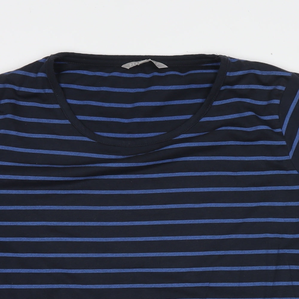 Pebble Bay Womens Blue Striped Polyester Tunic T-Shirt Size 16 Round Neck