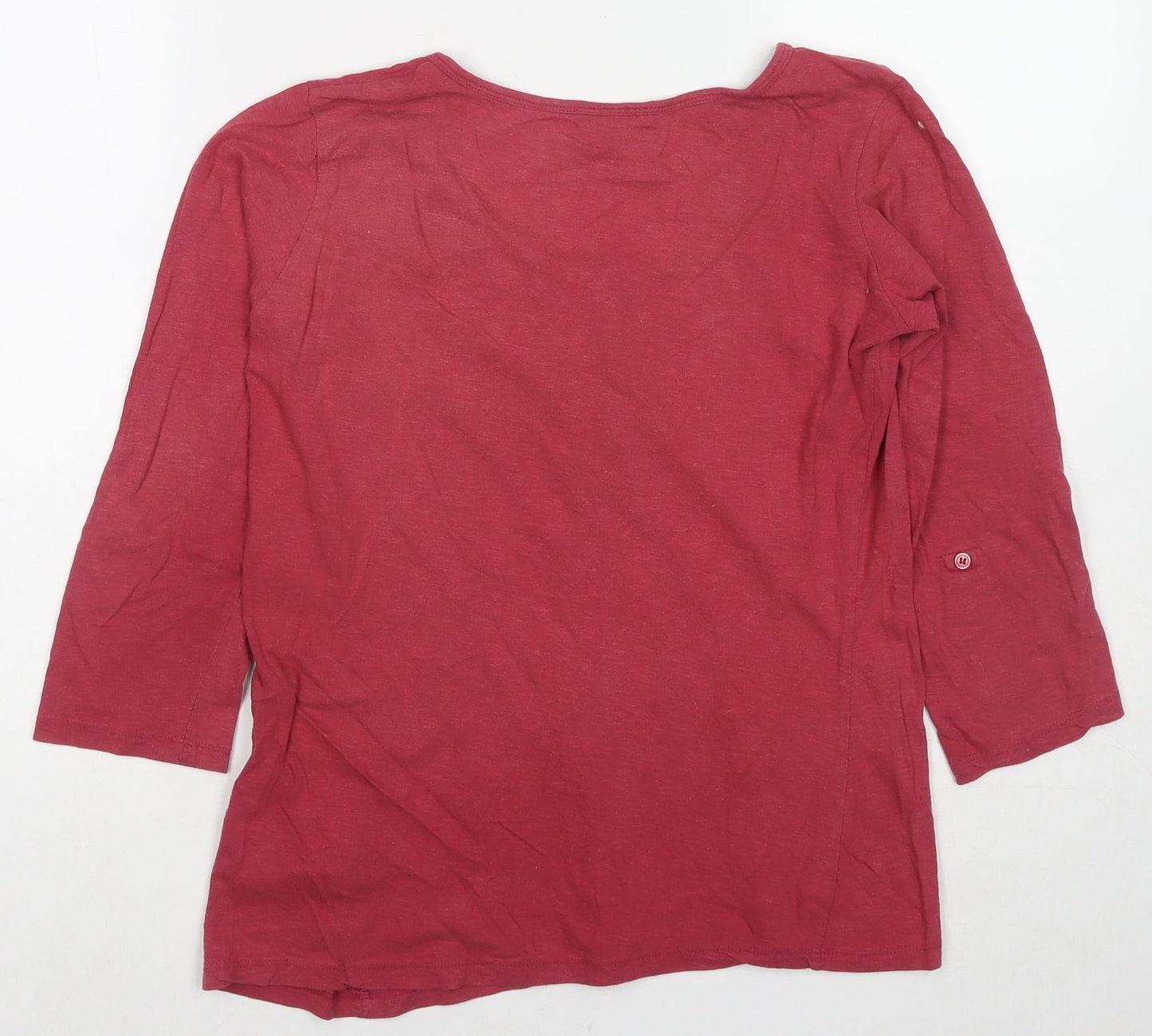 Natura Womens Red Cotton Basic T-Shirt Size M Scoop Neck