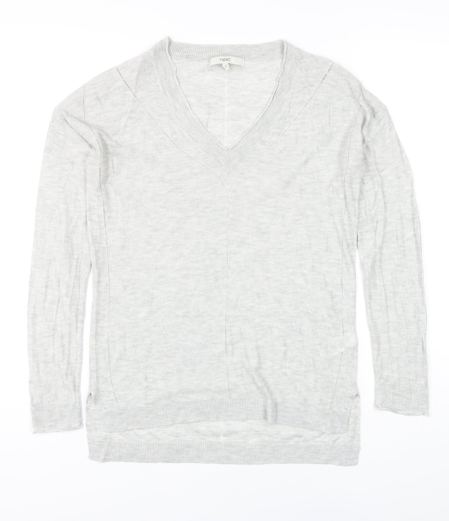 NEXT Womens Grey V-Neck Viscose Pullover Jumper Size 10