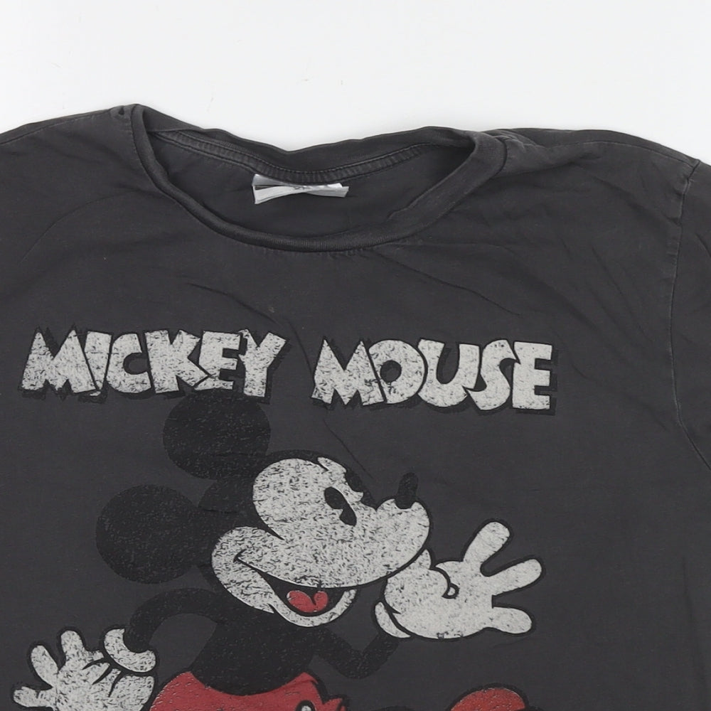 Disney Womens Brown Cotton Basic T-Shirt Size XS Round Neck - Mickey Mouse