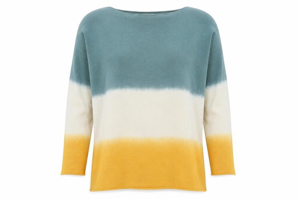 Collezione Gaia Womens Multicoloured Boat Neck Modal Pullover Jumper Size S - Size S/M