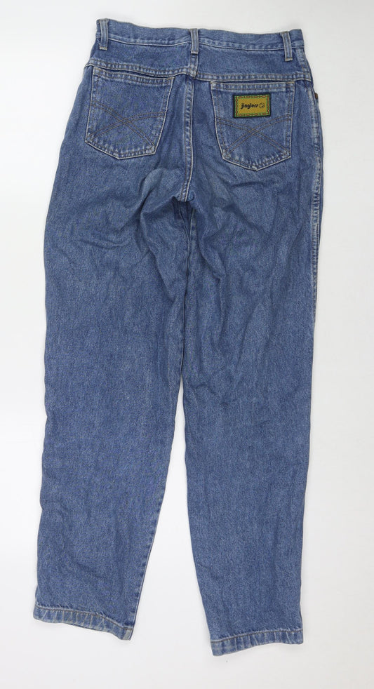 Jinglerss Womens Blue Polyester Blend Straight Jeans Size 28 in L31 in Regular Zip