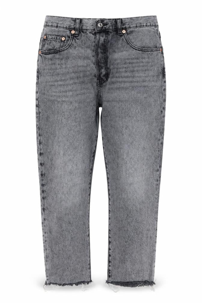 Mango Womens Grey Cotton Blend Cropped Jeans Size 14 L25 in Regular Zip