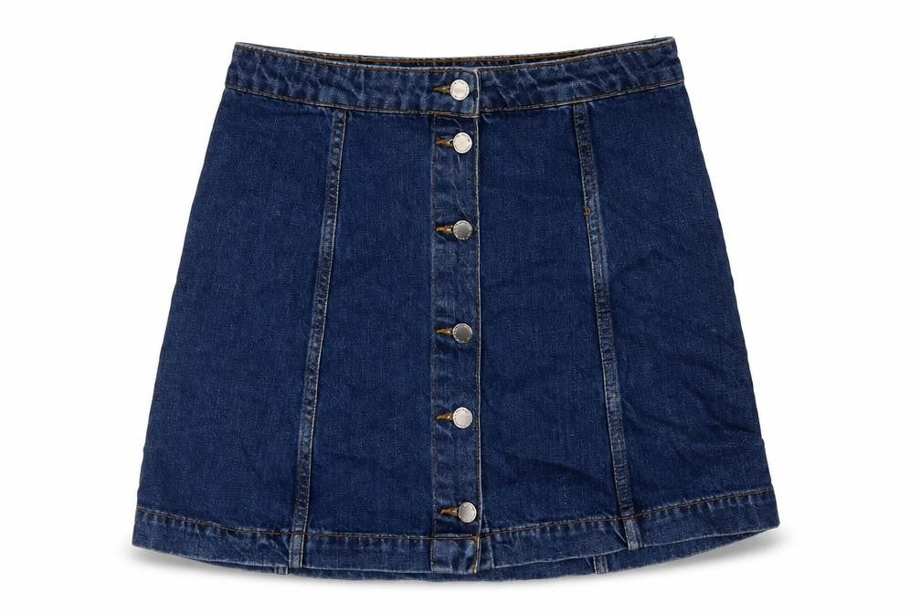Topshop Womens Blue Cotton A-Line Skirt Size 30 Button