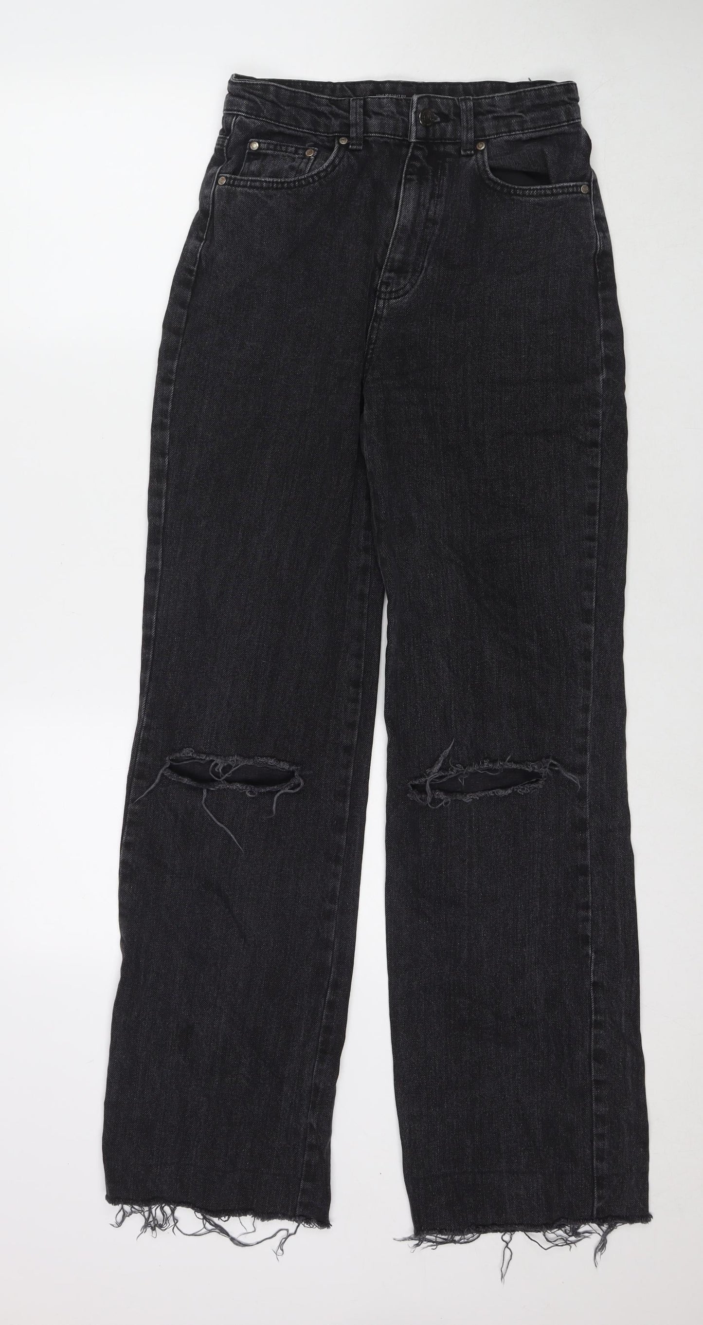 Stradivarius Womens Black Cotton Blend Bootcut Jeans Size 8 L32 in Regular Zip