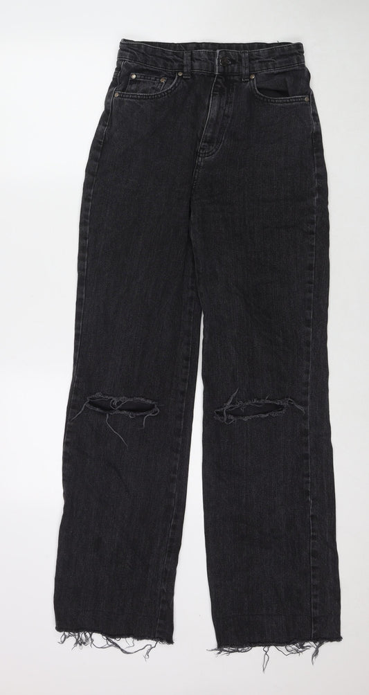 Stradivarius Womens Black Cotton Blend Bootcut Jeans Size 8 L32 in Regular Zip