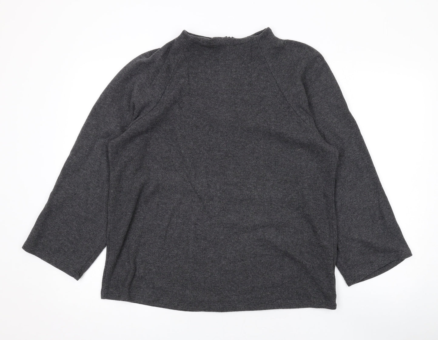 Marks and Spencer Womens Grey Mock Neck Polyester Pullover Jumper Size 16