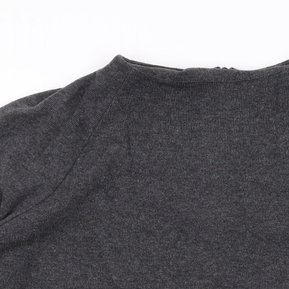 Marks and Spencer Womens Grey Mock Neck Polyester Pullover Jumper Size 16