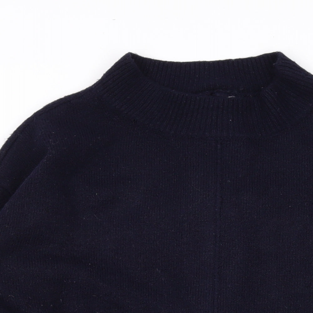 Red Herring Womens Blue Mock Neck Acrylic Pullover Jumper Size 12