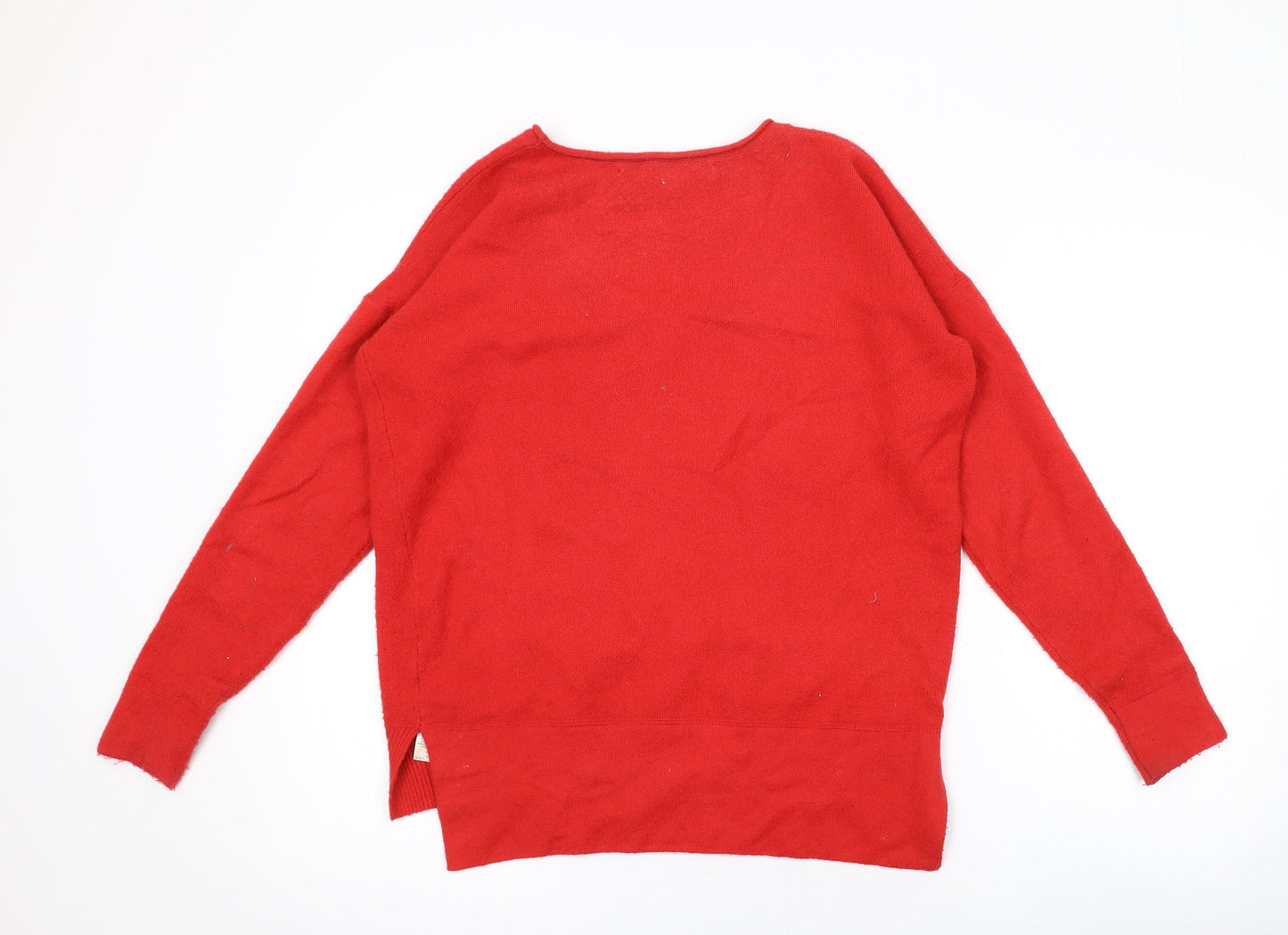 French Connection Womens Red Scoop Neck Acrylic Pullover Jumper Size S