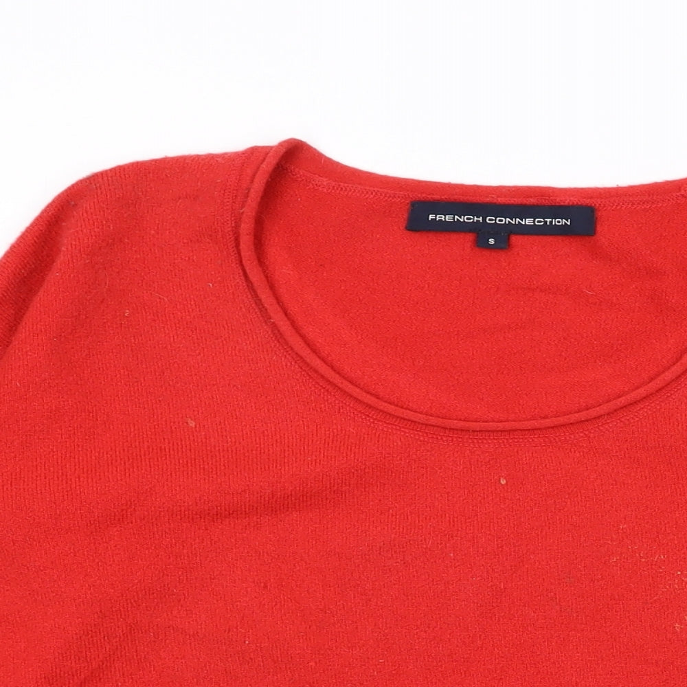 French Connection Womens Red Scoop Neck Acrylic Pullover Jumper Size S