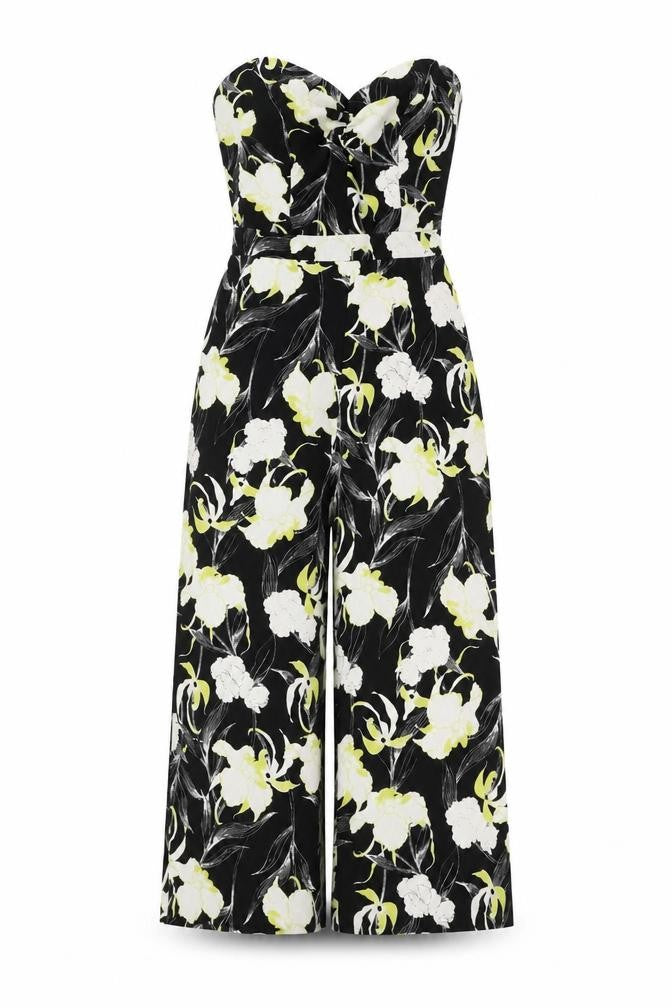 Miss Selfridge Womens Black Floral Polyester Jumpsuit One-Piece Size 10 L21 in Zip