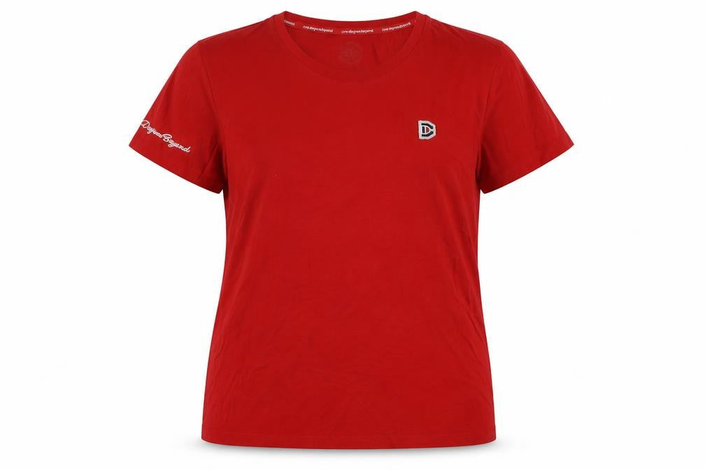 One Degree Beyond Womens Red Cotton Basic T-Shirt Size 2XL Crew Neck - Logo