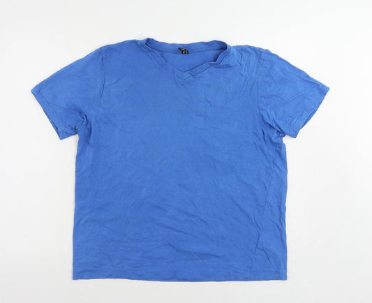 Donnay Womens Blue Cotton Basic T-Shirt Size M V-Neck