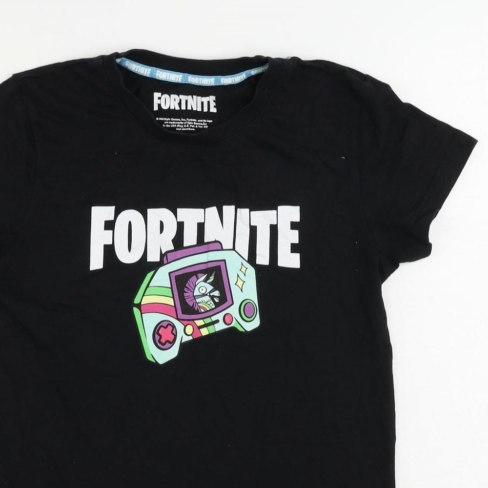 Fortnite Womens Black Cotton Basic T-Shirt Size S Crew Neck