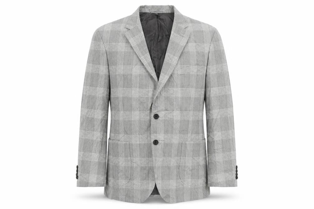 Marks and Spencer Mens Grey Plaid Polyester Jacket Suit Jacket Size 46 Regular