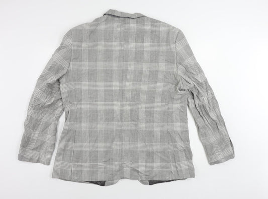 Marks and Spencer Mens Grey Plaid Polyester Jacket Suit Jacket Size 46 Regular