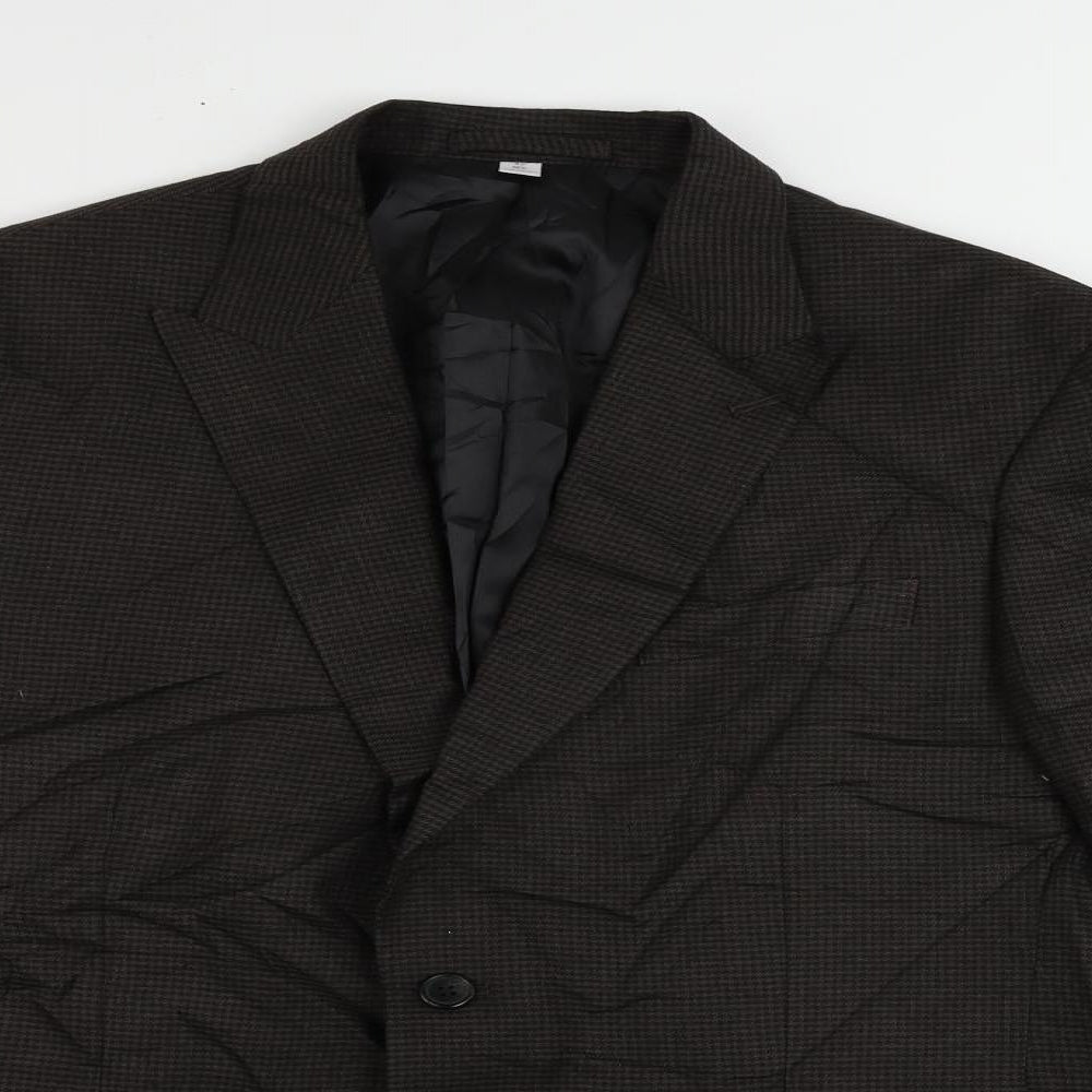 Marks and Spencer Mens Brown Geometric Linen Jacket Suit Jacket Size 42 Regular