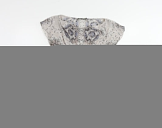 Mint Velvet Womens Grey Floral Silk Basic Blouse Size 10 Cowl Neck