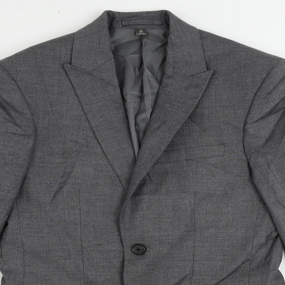 Marks and Spencer Mens Grey Polyester Jacket Suit Jacket Size 34 Regular