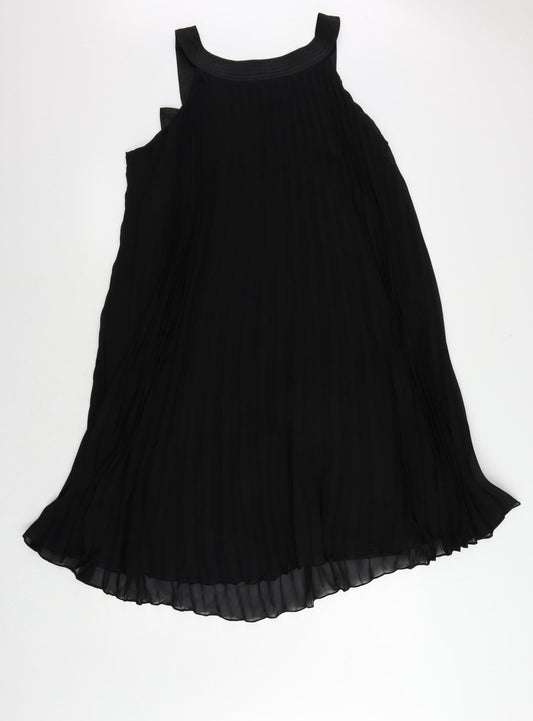 Robbie Bee Womens Black Polyester Trapeze & Swing Size 12 Round Neck - Bow Pleated