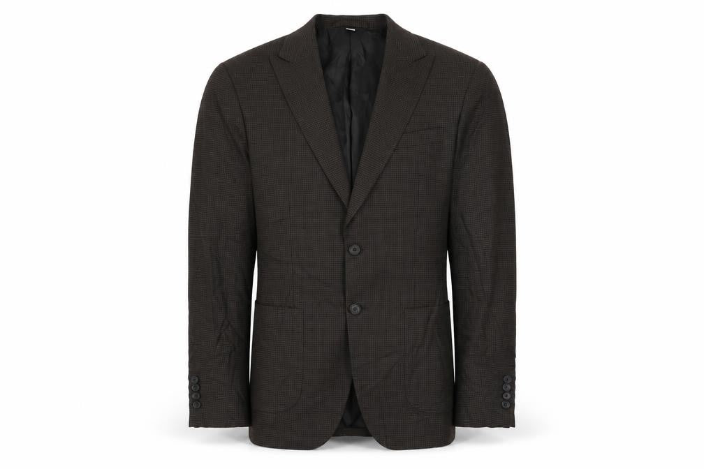 Marks and Spencer Mens Brown Geometric Linen Jacket Suit Jacket Size 38 Regular