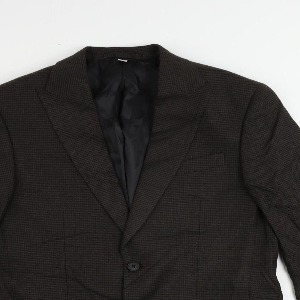 Marks and Spencer Mens Brown Geometric Linen Jacket Suit Jacket Size 38 Regular