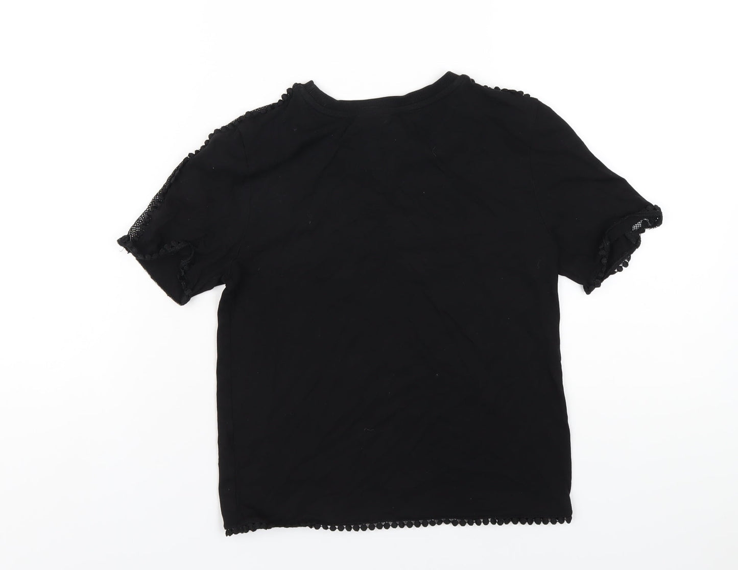 Topshop Womens Black Cotton Basic T-Shirt Size 4 Round Neck