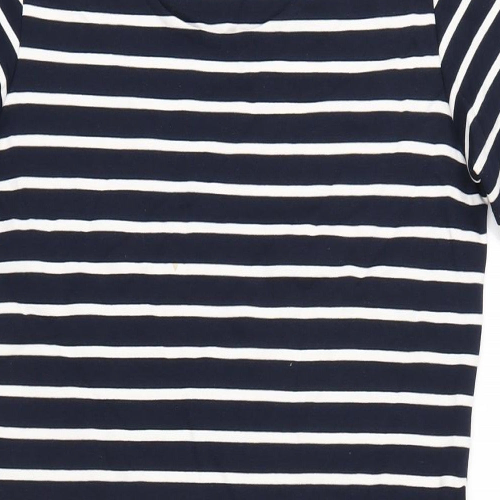 Crew Clothing Womens Blue Striped Viscose Bodycon Size 12 Scoop Neck Pullover