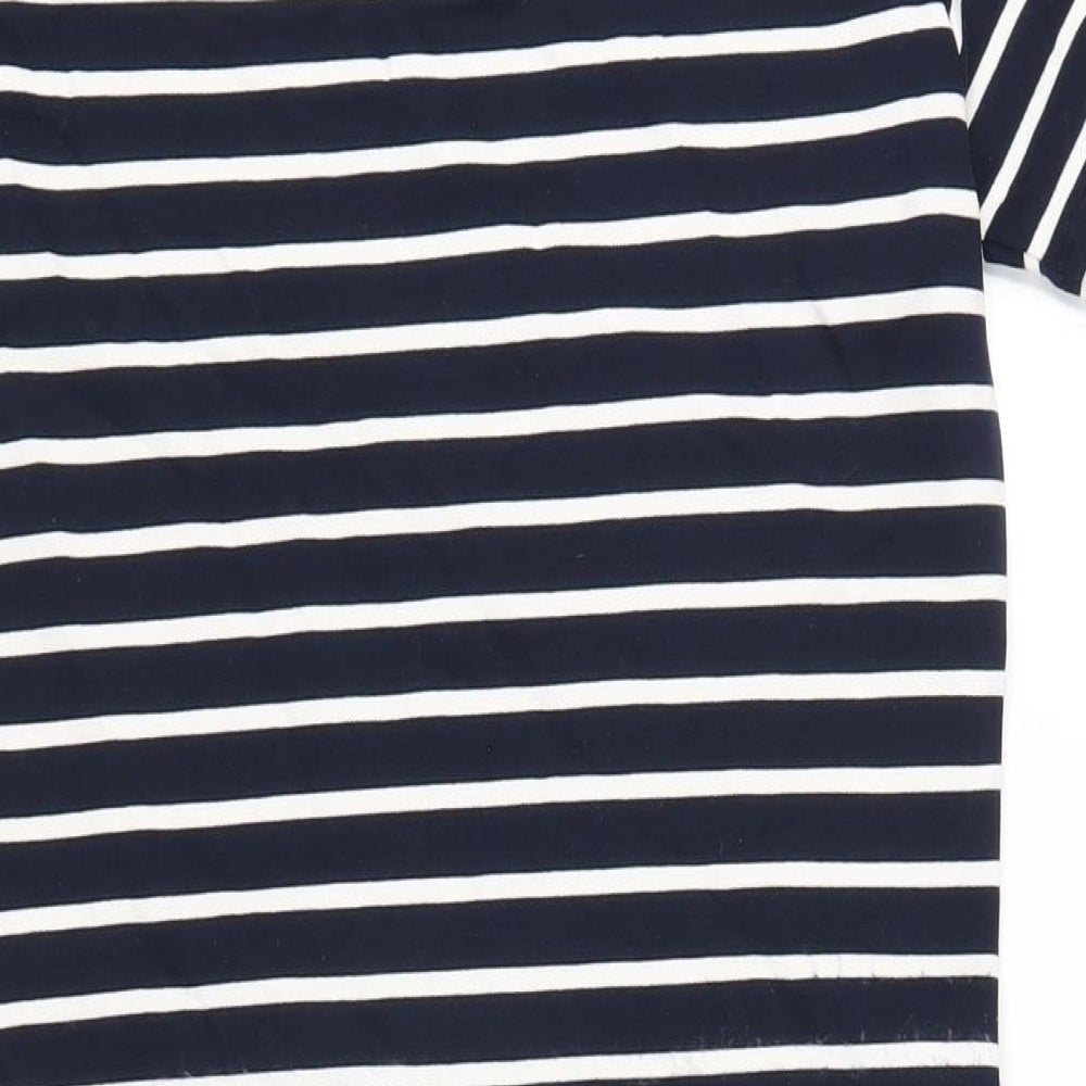 Crew Clothing Womens Blue Striped Viscose Bodycon Size 12 Scoop Neck Pullover