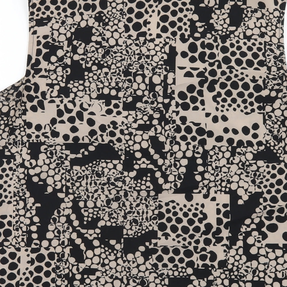 Paul Costelloe Womens Black Geometric Polyester Basic Tank Size 10 V-Neck