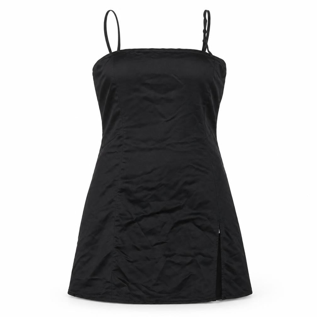 Front view of As You women’s black polyester mini, size UK 10, square neck zip
