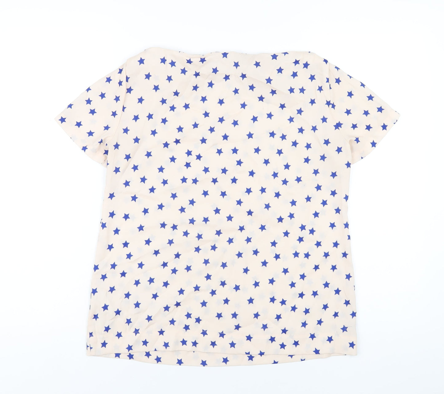 Zara Womens Pink Geometric Polyester Basic T-Shirt Size M Boat Neck