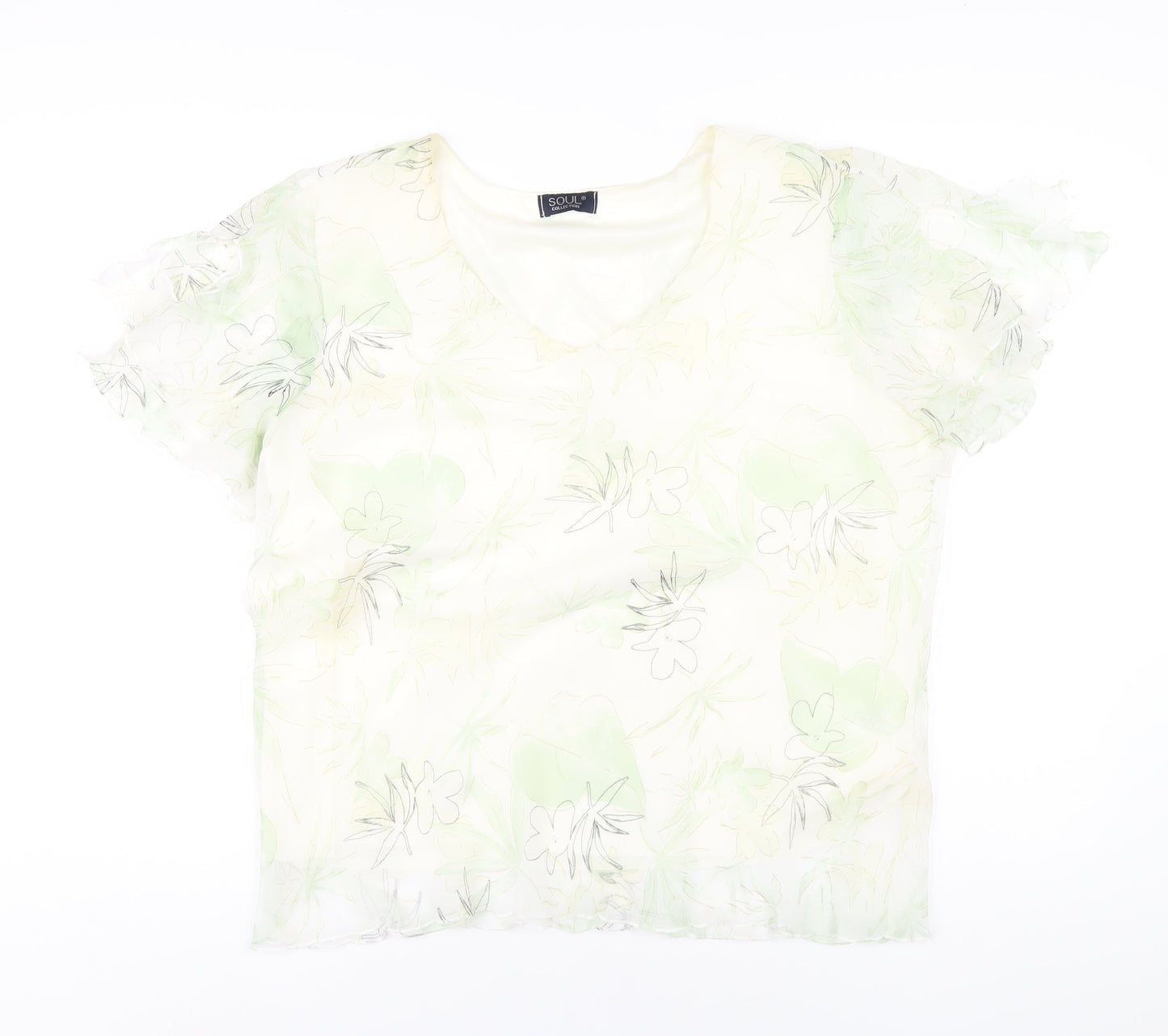 Soul Womens Multicoloured Floral Polyester Basic T-Shirt Size 20 V-Neck