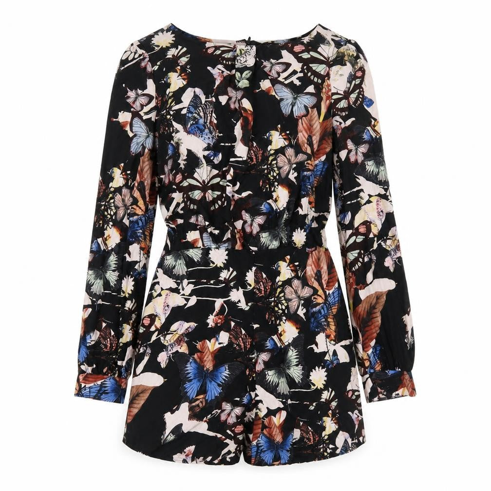 Miss Selfridge Womens Multicoloured Floral Polyester Playsuit One-Piece Size 12 Zip