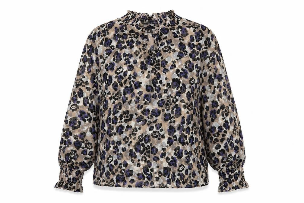 Marks and Spencer Womens Multicoloured Animal Print Polyester Basic Blouse Size 10 Mock Neck