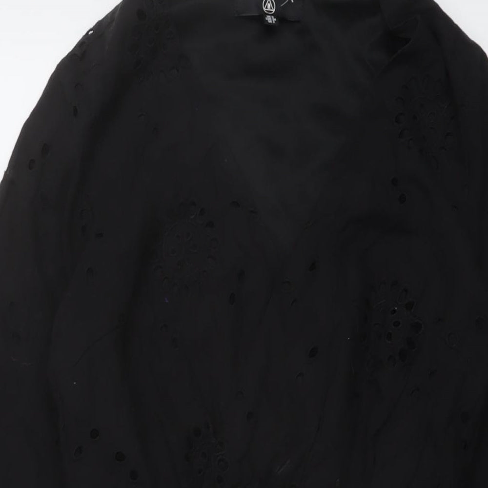 Missguided Womens Black Cotton A-Line Size 6 V-Neck Pullover