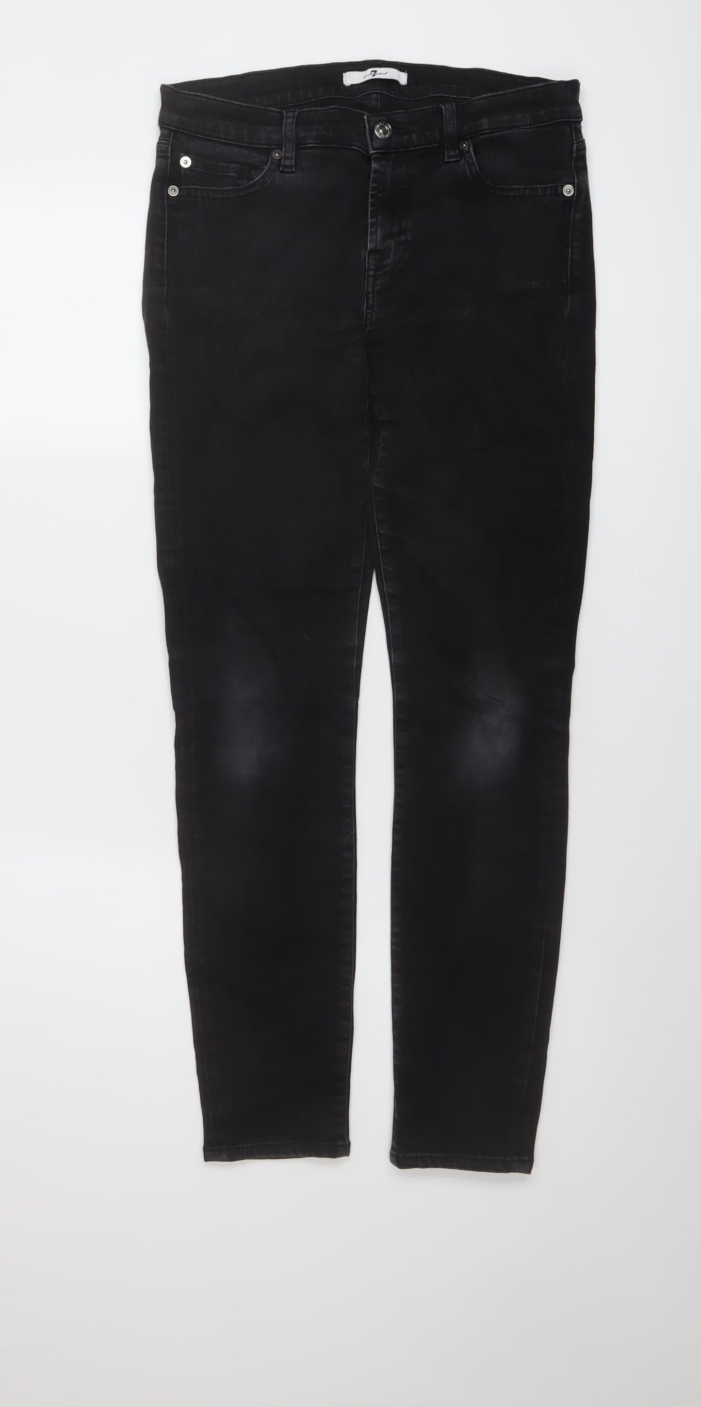 7 For All Mankind Womens Black Cotton Skinny Jeans Size 29 in L29 in Regular Button