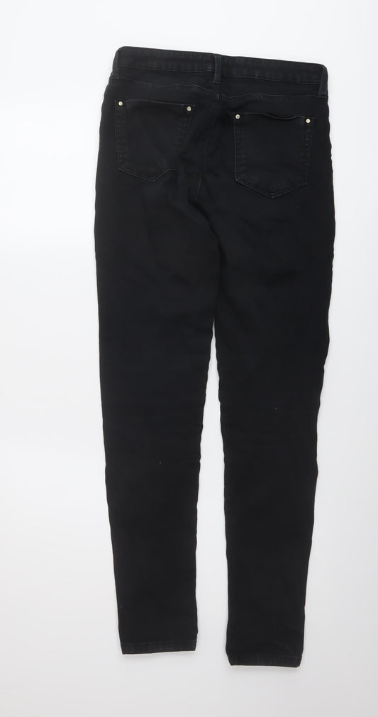 Warehouse Womens Black Cotton Skinny Jeans Size 10 L29 in Regular Button