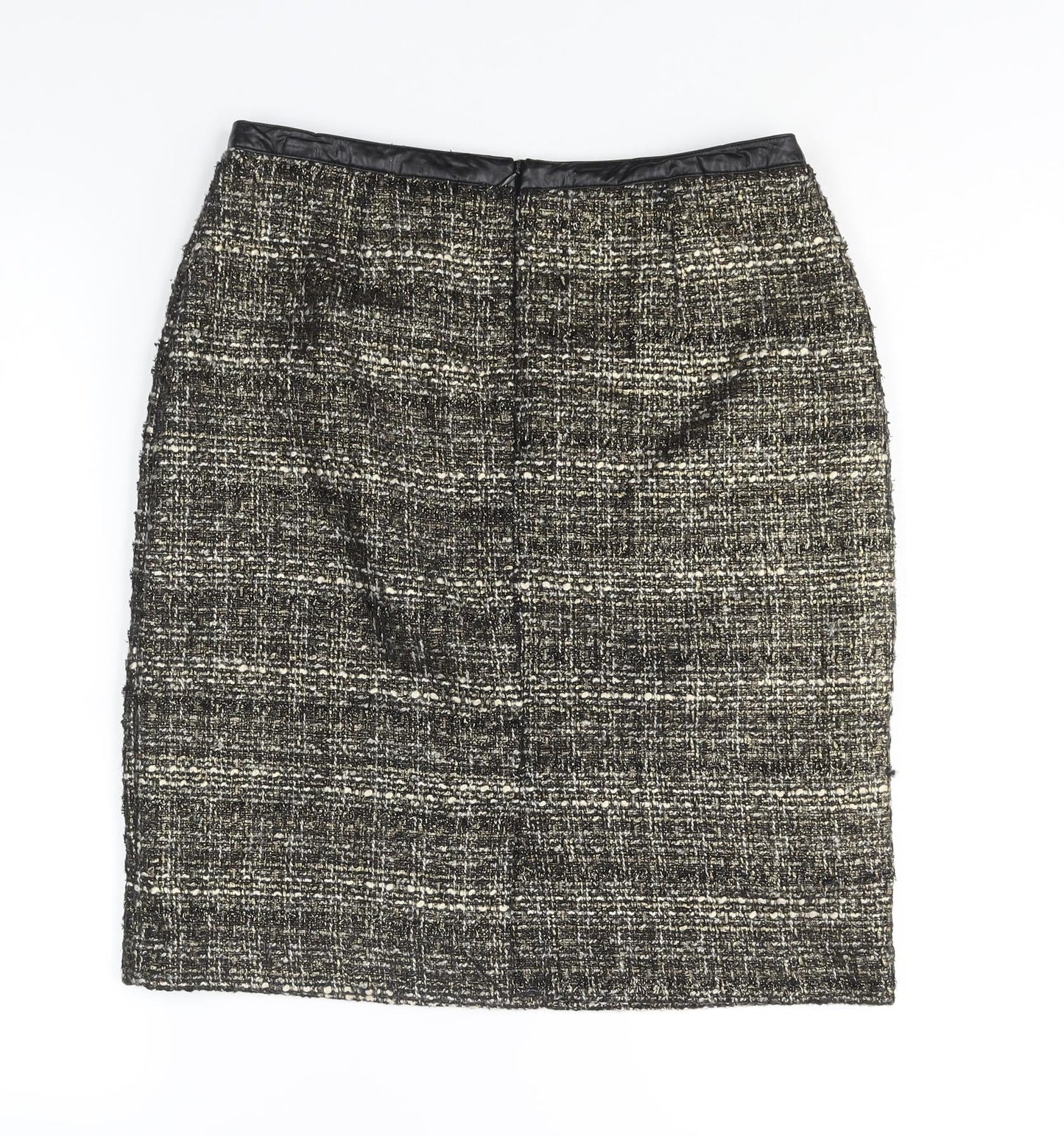 Pomodoro Womens Gold Acrylic Straight & Pencil Skirt Size 12 Zip