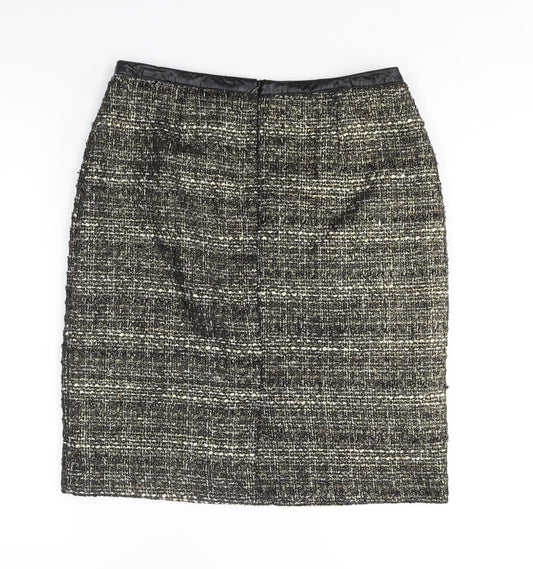 Pomodoro Womens Gold Acrylic Straight & Pencil Skirt Size 12 Zip