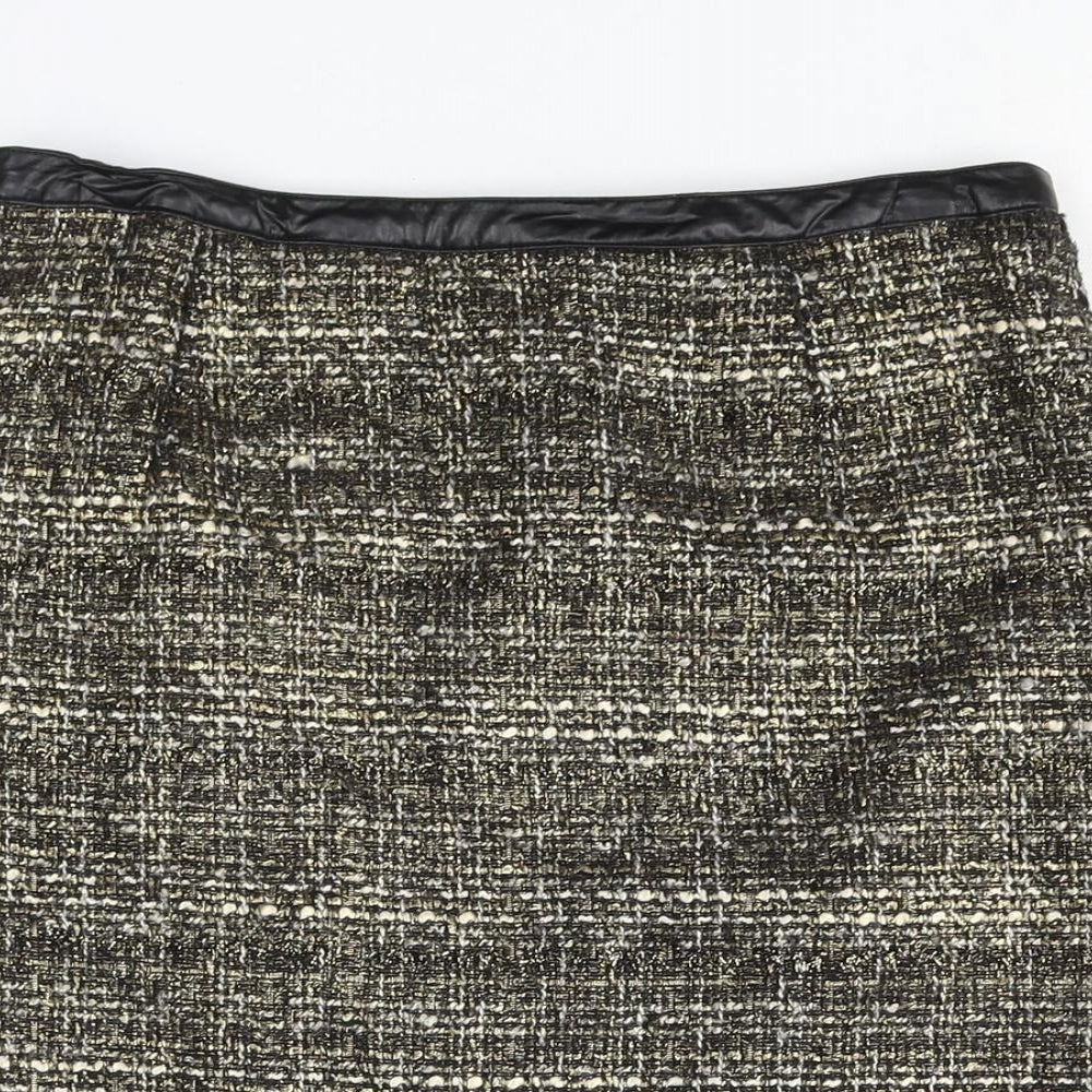 Pomodoro Womens Gold Acrylic Straight & Pencil Skirt Size 12 Zip